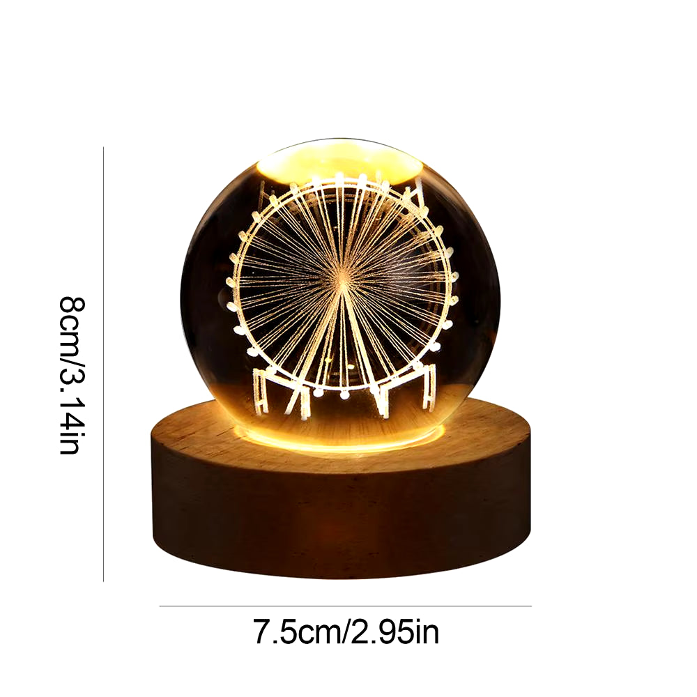 Enchanting 3D Moon & Solar System Crystal Ball Night Light - Perfect LED Table Lamp for Kids, Friends, Parties & Birthday Decor!