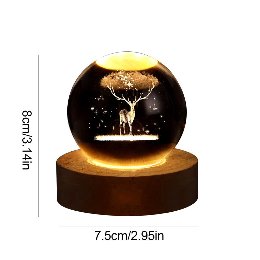 Enchanting 3D Moon & Solar System Crystal Ball Night Light - Perfect LED Table Lamp for Kids, Friends, Parties & Birthday Decor!