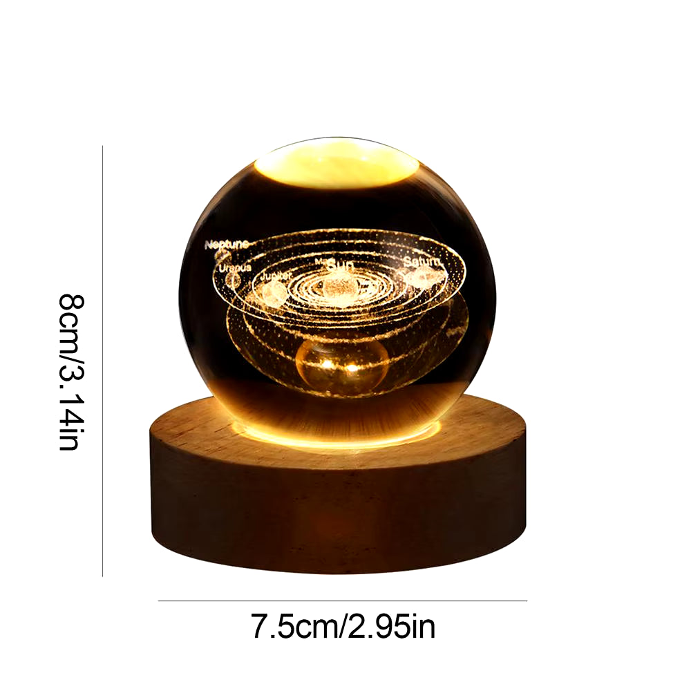 Enchanting 3D Moon & Solar System Crystal Ball Night Light - Perfect LED Table Lamp for Kids, Friends, Parties & Birthday Decor!