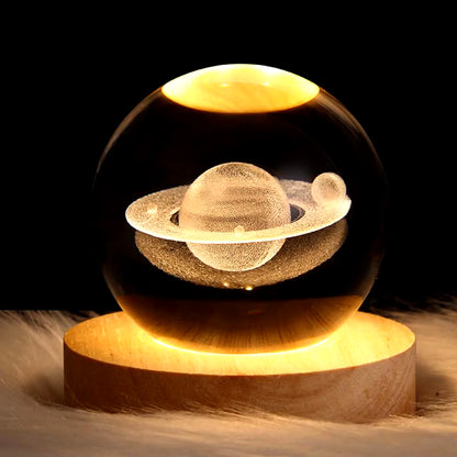 Enchanting 3D Moon & Solar System Crystal Ball Night Light - Perfect LED Table Lamp for Kids, Friends, Parties & Birthday Decor!