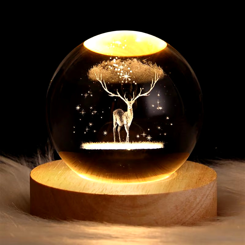 Enchanting 3D Moon & Solar System Crystal Ball Night Light - Perfect LED Table Lamp for Kids, Friends, Parties & Birthday Decor!