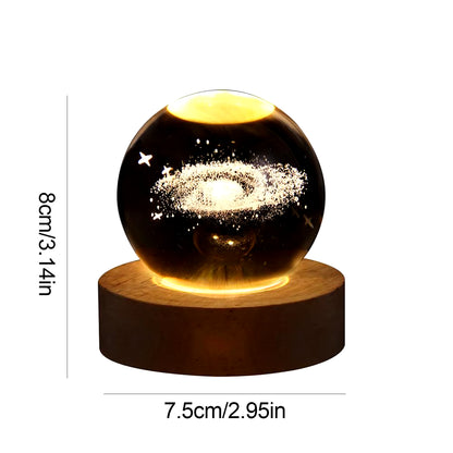 Enchanting 3D Moon & Solar System Crystal Ball Night Light - Perfect LED Table Lamp for Kids, Friends, Parties & Birthday Decor!